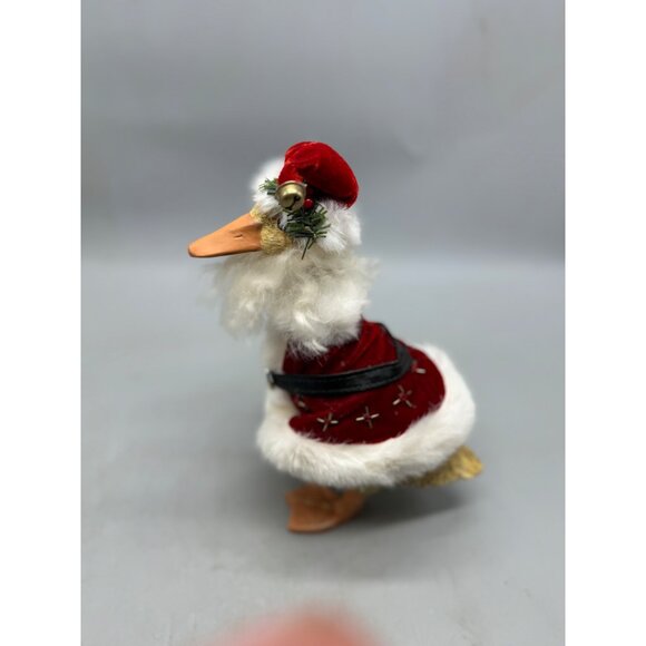 Santa Duck Figurine Red Velvet Outfit White Faux Fur Trim & Accessories READ - Picture 5 of 8
